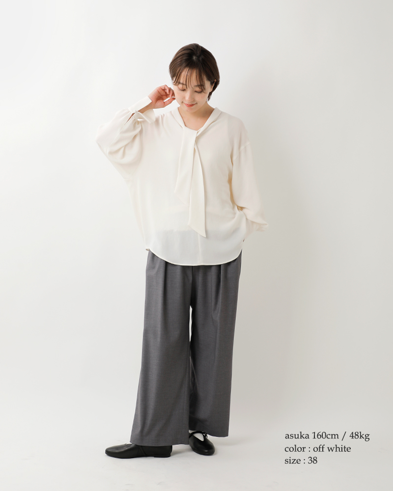 ma couleur(マ クルール)ビンテージジョーゼットボータイブラウスj-4796