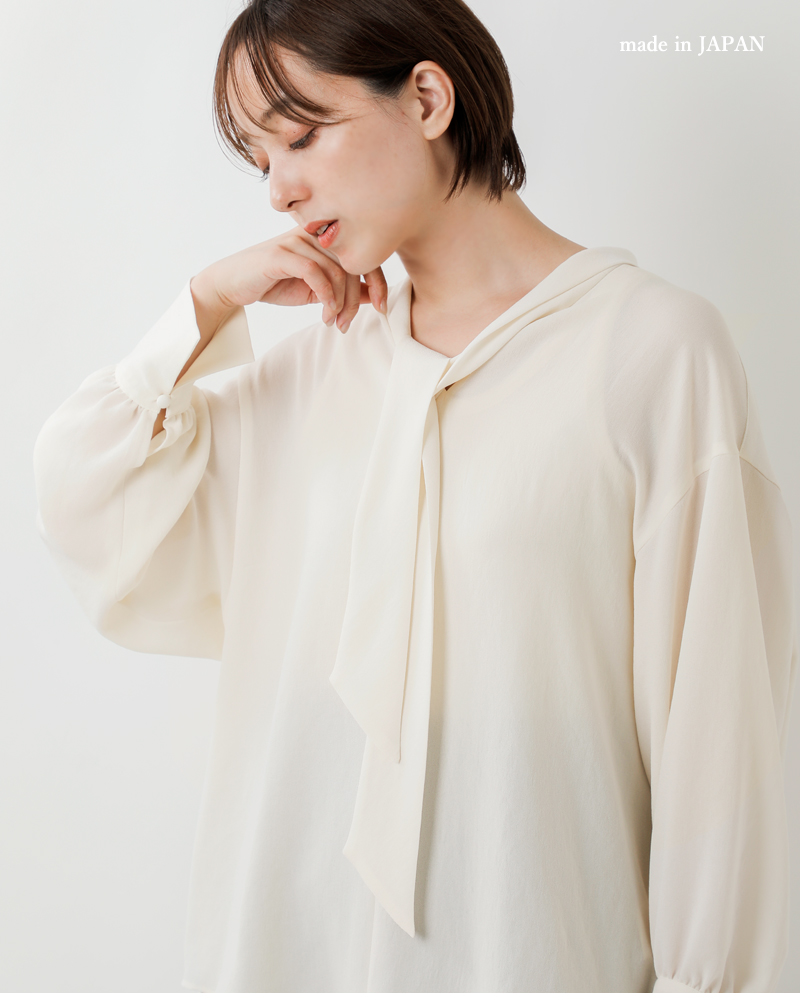 ma couleur(マ クルール)ビンテージジョーゼットボータイブラウスj-4796