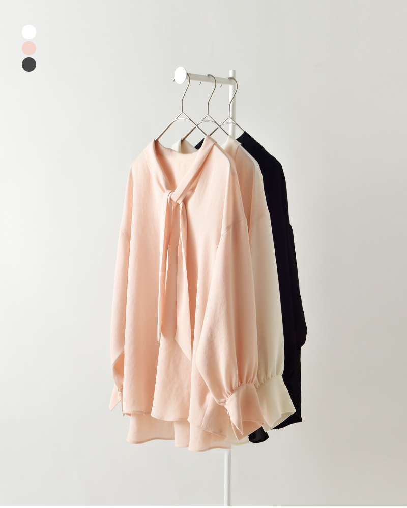 ma couleur(マ クルール)ビンテージジョーゼットボータイブラウスj-4796