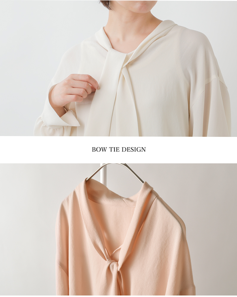 ma couleur(マ クルール)ビンテージジョーゼットボータイブラウスj-4796