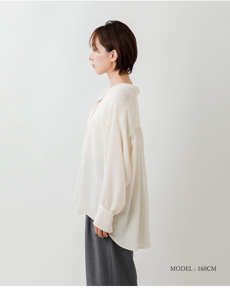 ma couleur(マ クルール)ビンテージジョーゼットボータイブラウスj-4796