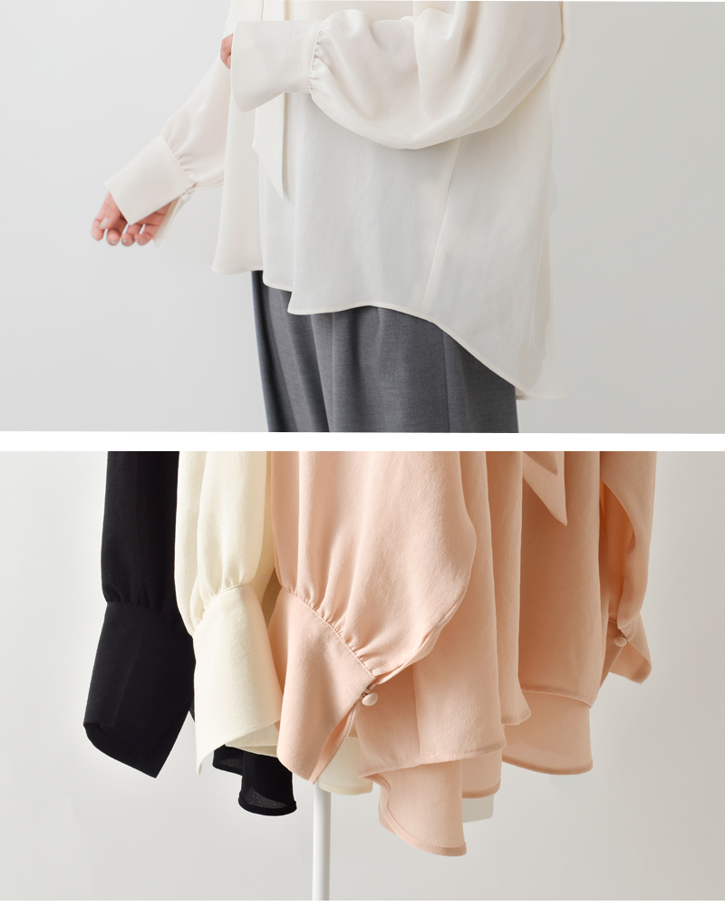 ma couleur(マ クルール)ビンテージジョーゼットボータイブラウスj-4796