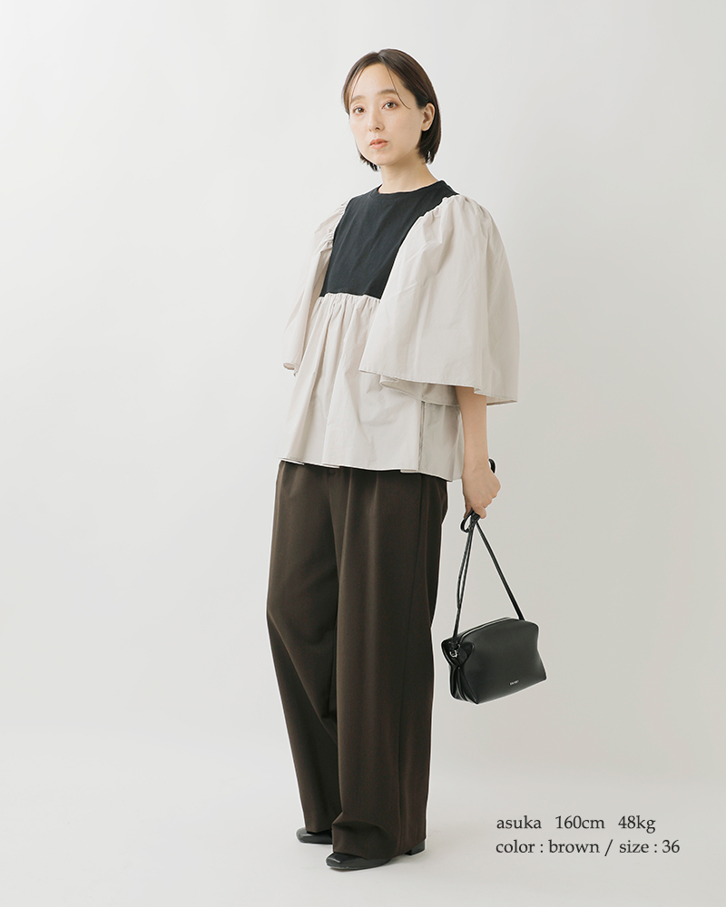 ma couleur(マ クルール)ソフト裏起毛インタックワイドパンツ