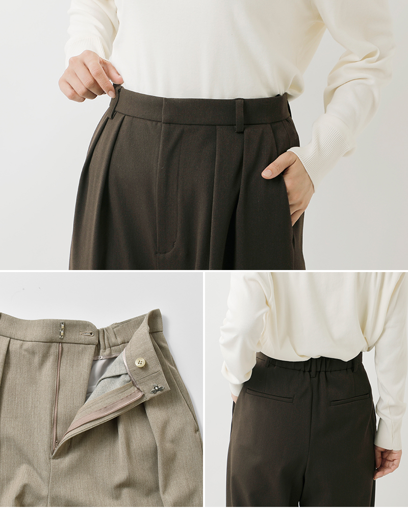 ma couleur(マ クルール)ソフト裏起毛インタックワイドパンツ