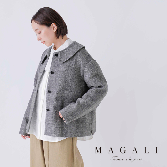 MAGALI(マガリ)シェットランドウールリネンフラットカラージャケットjk08