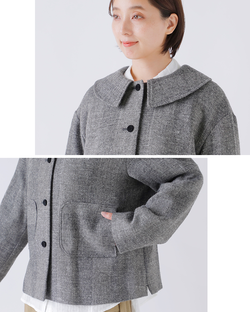 MAGALI(マガリ)シェットランドウールリネンフラットカラージャケットjk08
