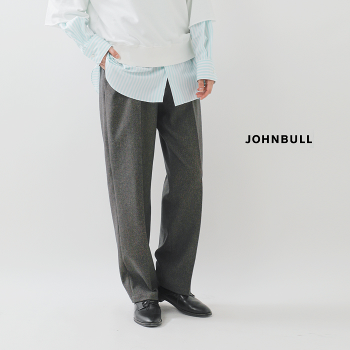 Johnbull(ジョンブル)ウールライクピンタックワイドイージーテーパードスラックスパンツjl253p11