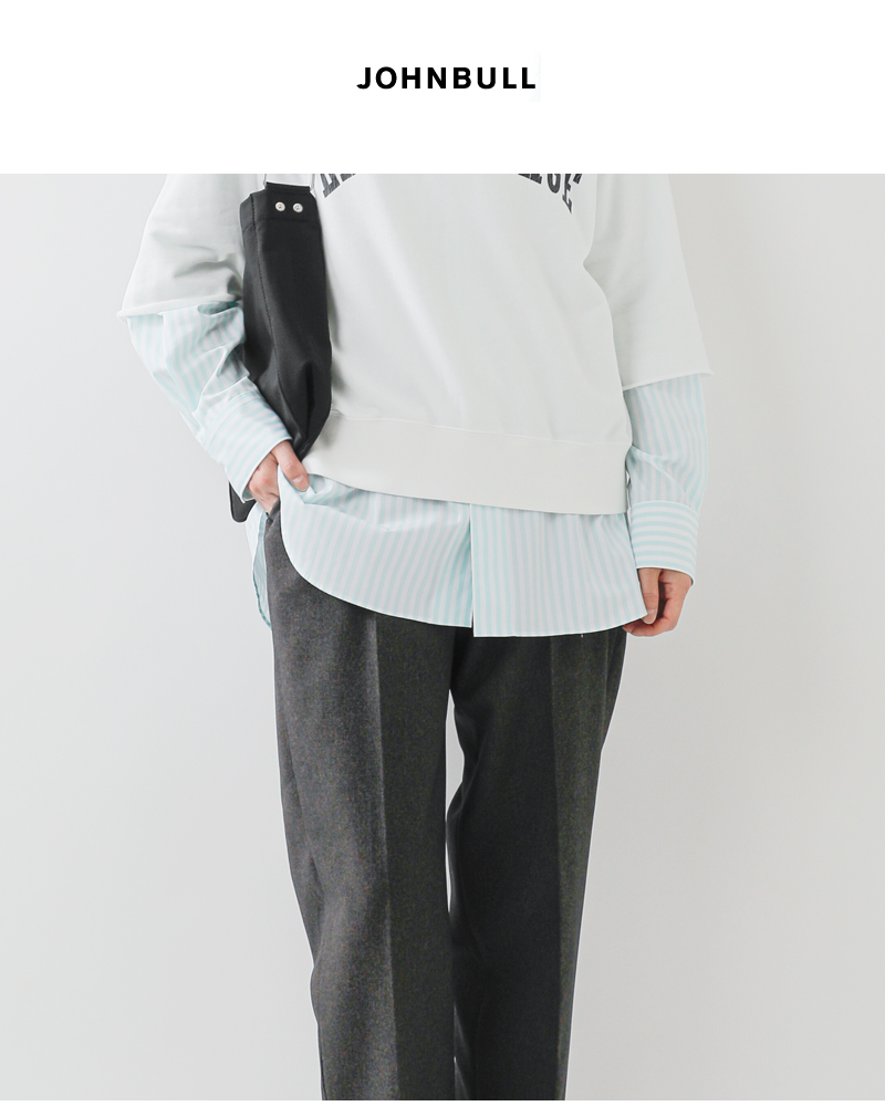Johnbull(ジョンブル)ウールライクピンタックワイドイージーテーパードスラックスパンツjl253p11