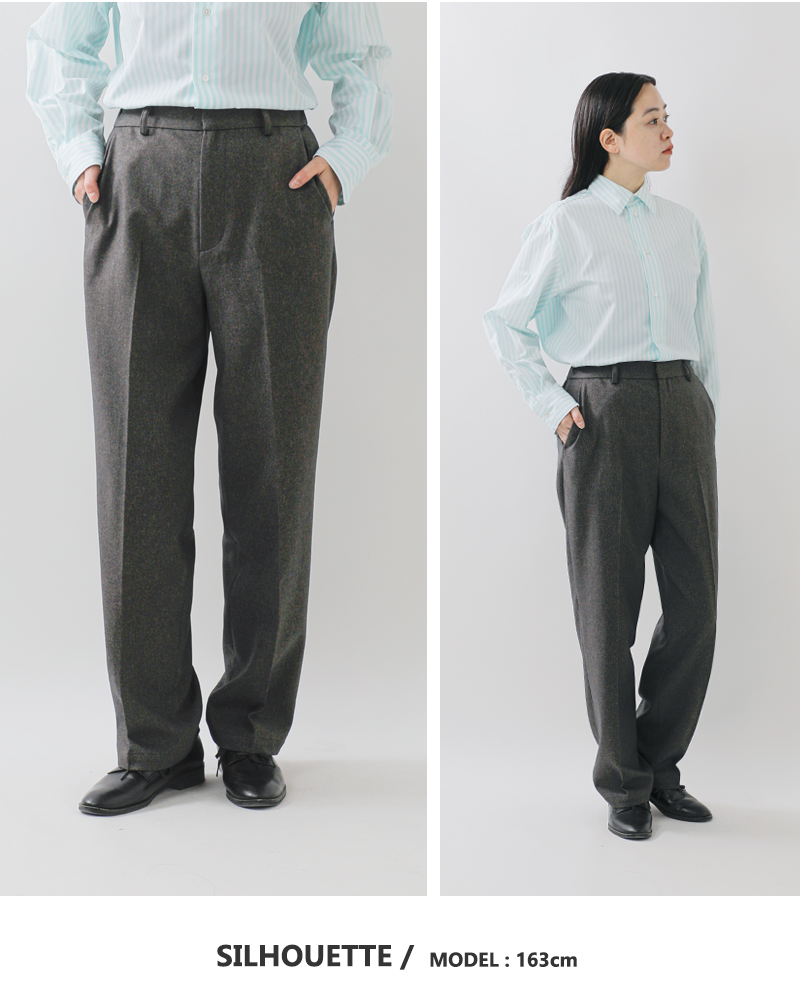 Johnbull(ジョンブル)ウールライクピンタックワイドイージーテーパードスラックスパンツjl253p11