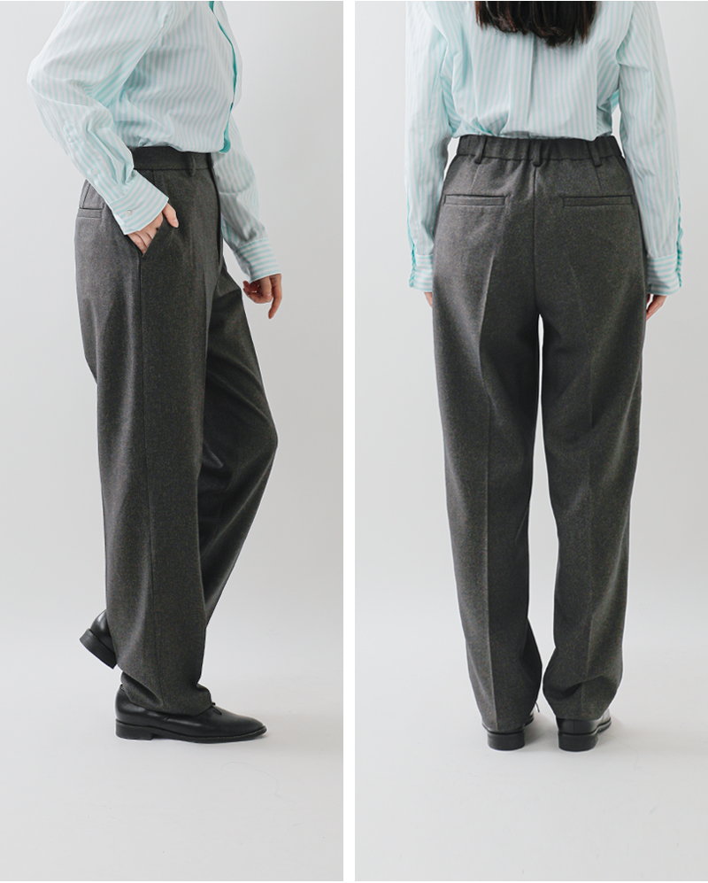 Johnbull(ジョンブル)ウールライクピンタックワイドイージーテーパードスラックスパンツjl253p11