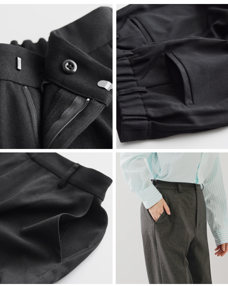 Johnbull(ジョンブル)ウールライクピンタックワイドイージーテーパードスラックスパンツjl253p11