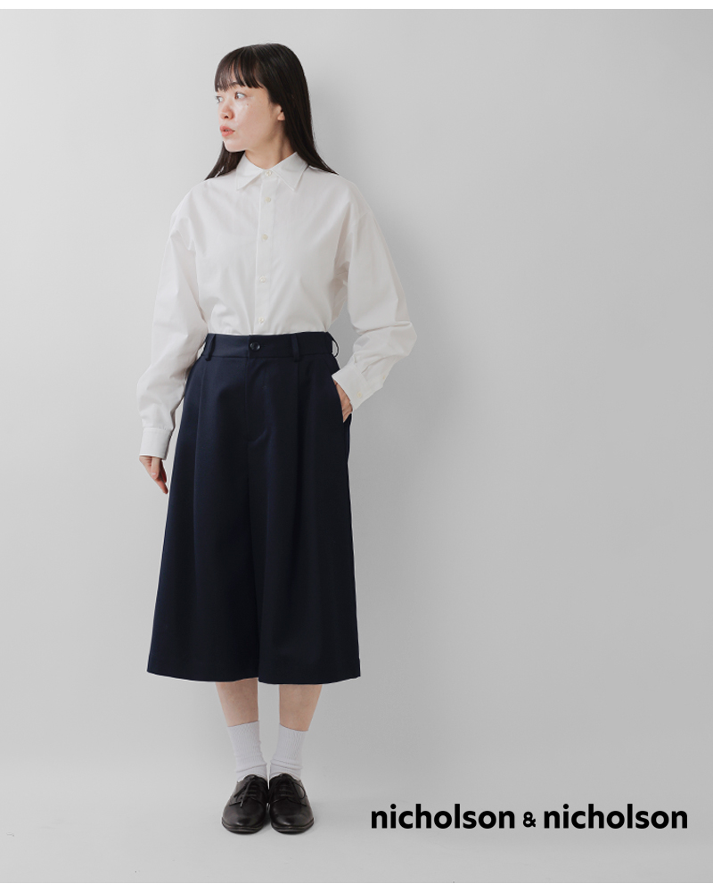 nicholson&nicholson(ニコルソンアンドニコルソン)ウールツイルセンタータックショートパンツjoy-wo