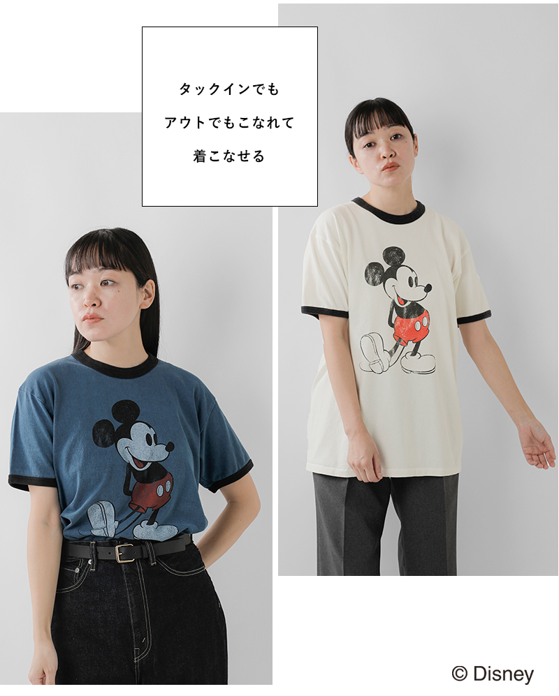 Johnbull(ジョンブル)コットン「ミッキーマウス」プリントリンガーTシャツ“「MICKEYMOUSE」T”jt253c07