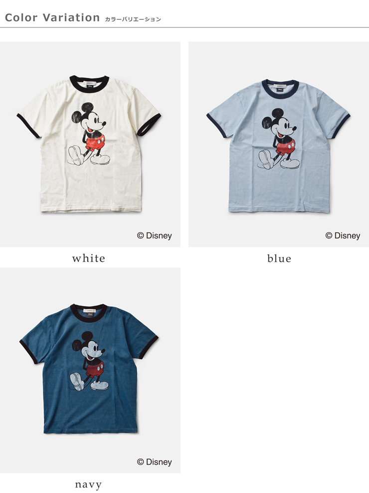Johnbull(ジョンブル)コットン「ミッキーマウス」プリントリンガーTシャツ“「MICKEYMOUSE」T”jt253c07