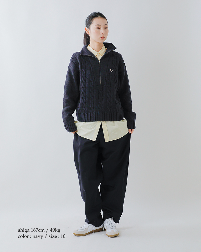FRED PERRY(フレッド ペリー)ウールハーフジップケーブルニットプルオーバー“HALFZIPCABLEKNITJUMPER”k1103