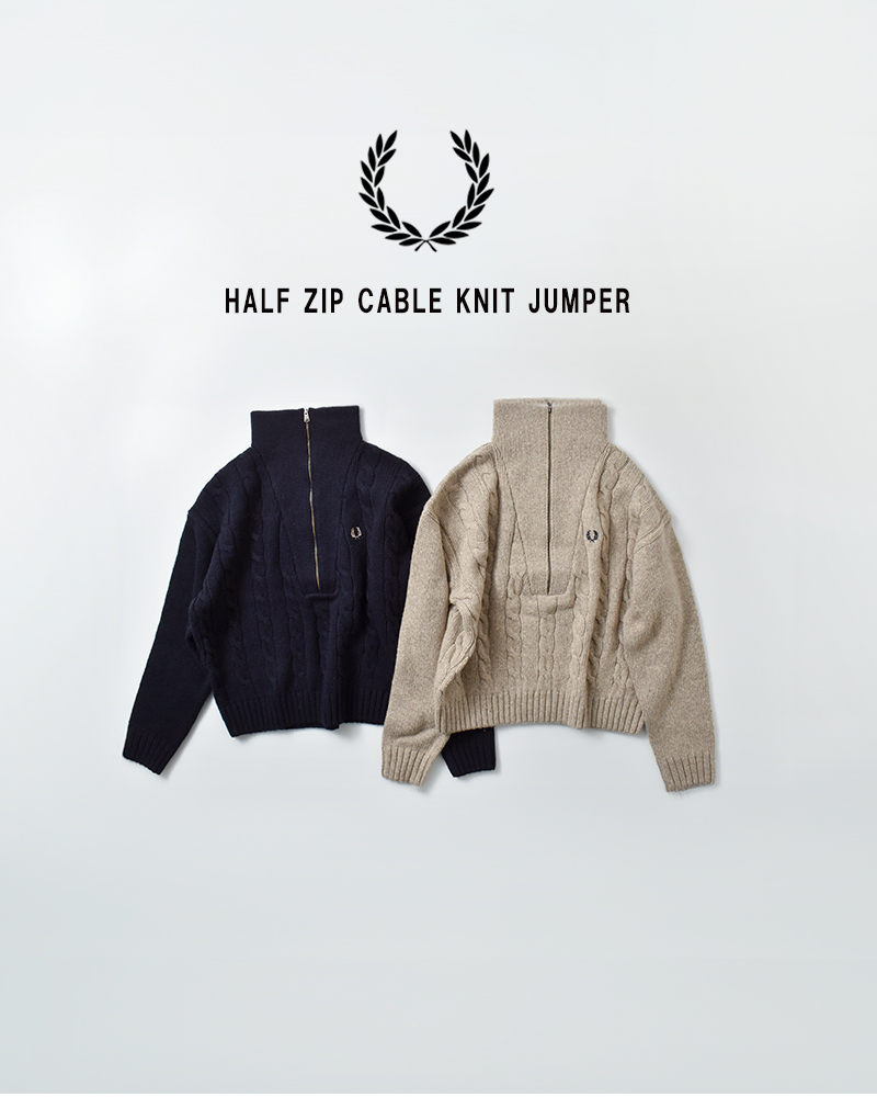 FRED PERRY(フレッド ペリー)ウールハーフジップケーブルニットプルオーバー“HALFZIPCABLEKNITJUMPER”k1103