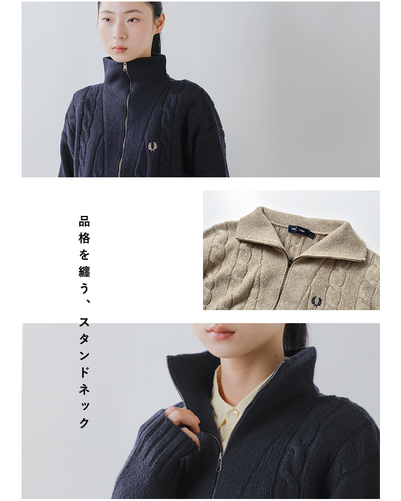 FRED PERRY(フレッド ペリー)ウールハーフジップケーブルニットプルオーバー“HALFZIPCABLEKNITJUMPER”k1103