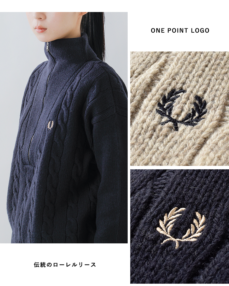 FRED PERRY(フレッド ペリー)ウールハーフジップケーブルニットプルオーバー“HALFZIPCABLEKNITJUMPER”k1103