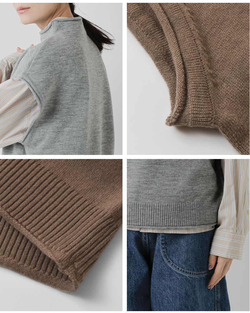 ordinaryfitsメリノウール モックネック ニット ベスト “MOCKNECK VEST” kn009-325