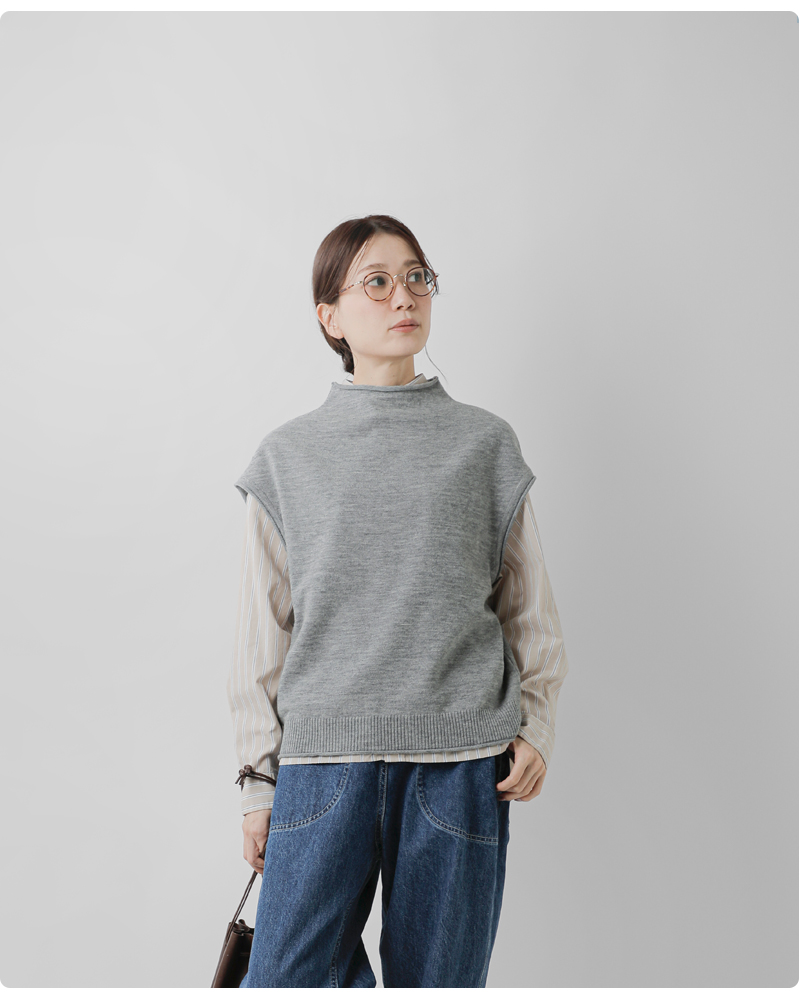 ordinaryfitsメリノウール モックネック ニット ベスト “MOCKNECK VEST” kn009-325