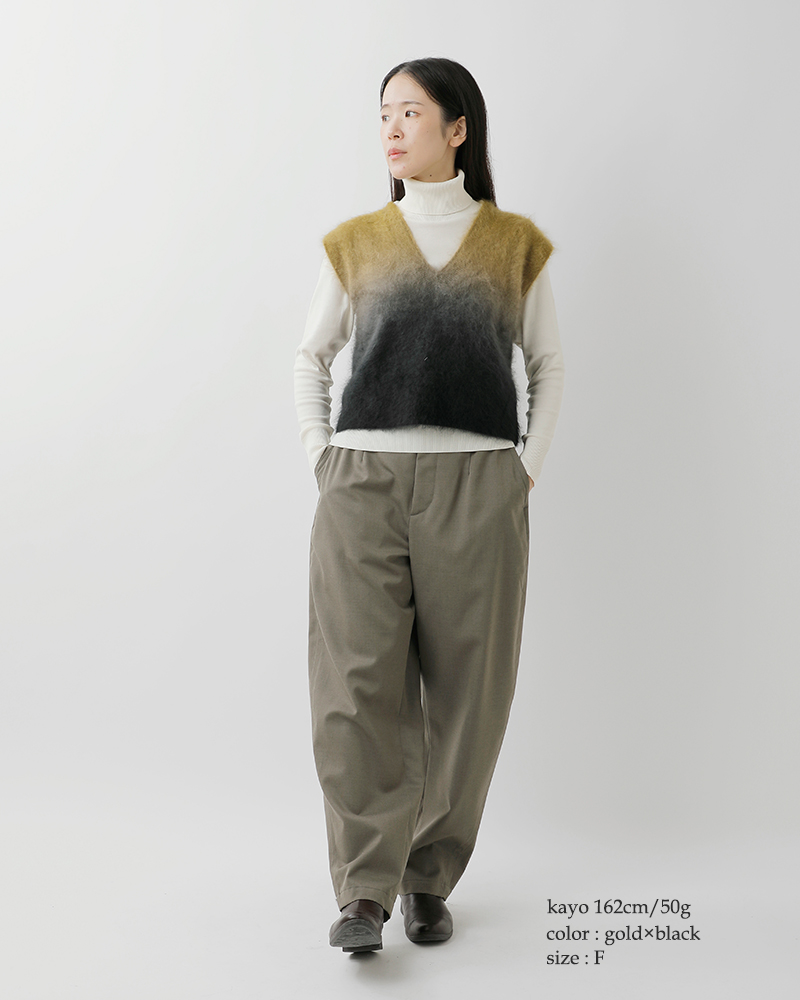 enrica(エンリカ)カシミアシャギーVネックグラデーションベストknit149-1