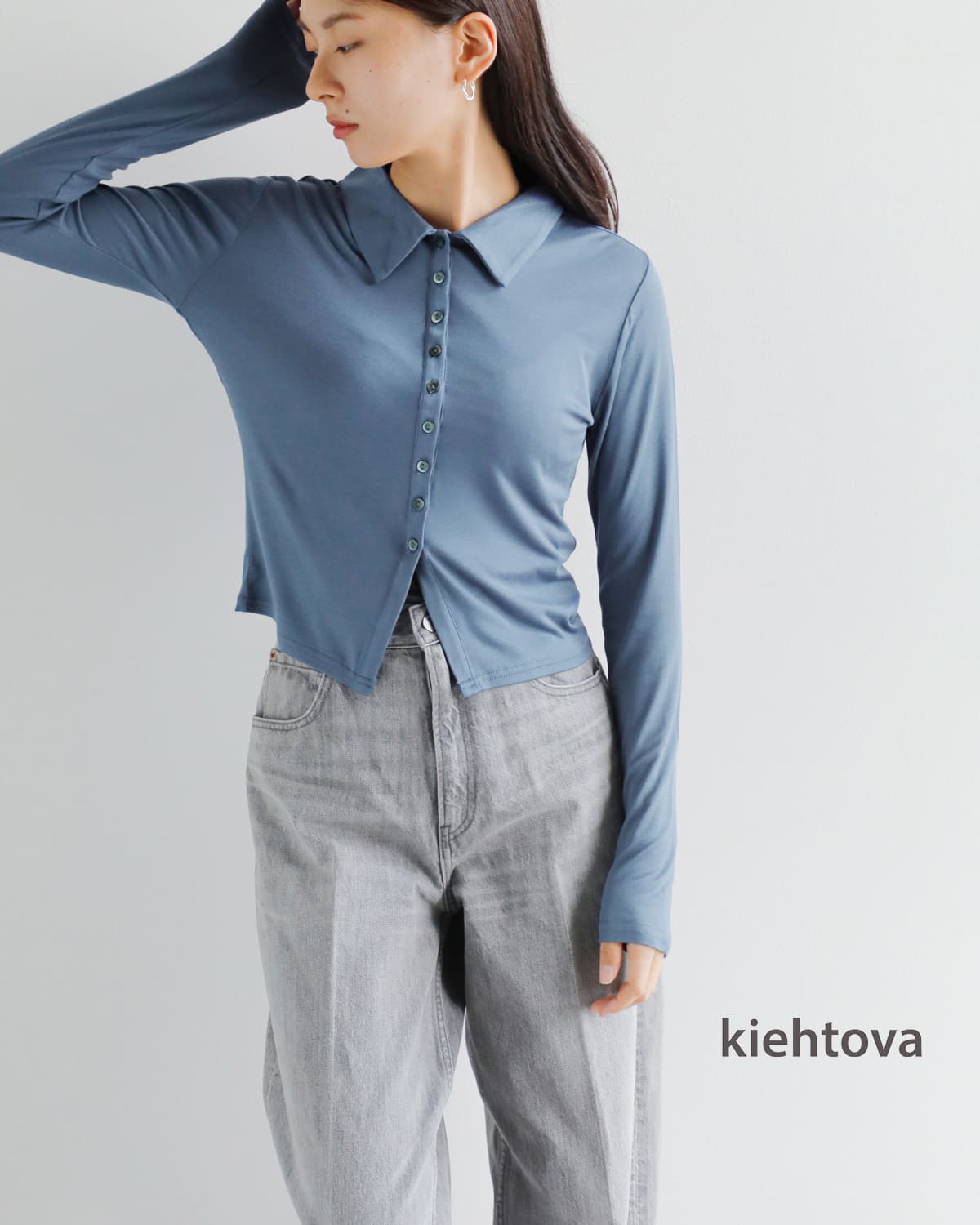 kiehtova(キエトヴァ)スリム カラー カーディガン “SLIM COLLAR CARDIGAN” ktwr39ktwr39
