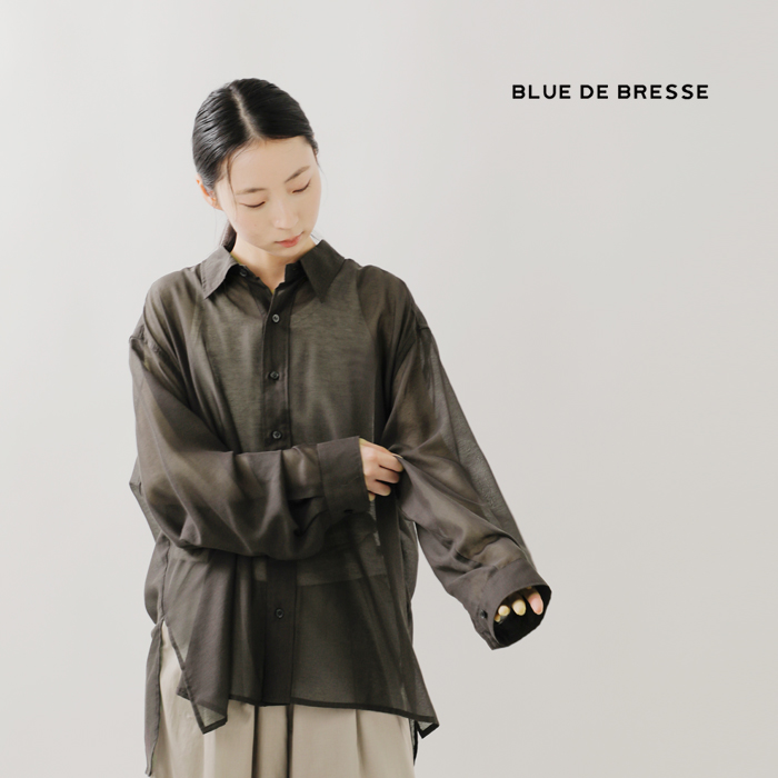 BLUE DE BRESSE(ブルーデブレス)レギュラーカラーサイドスリットシアーシャツkwbsb0206-01