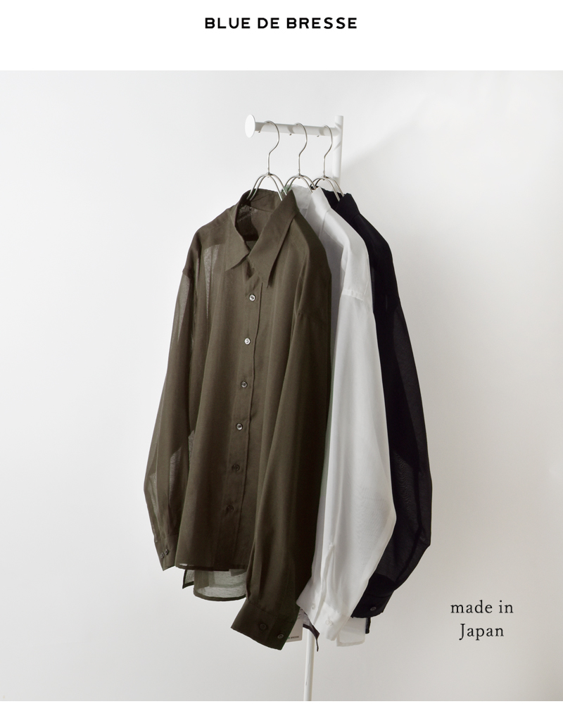 BLUE DE BRESSE(ブルーデブレス)レギュラーカラーサイドスリットシアーシャツkwbsb0206-01