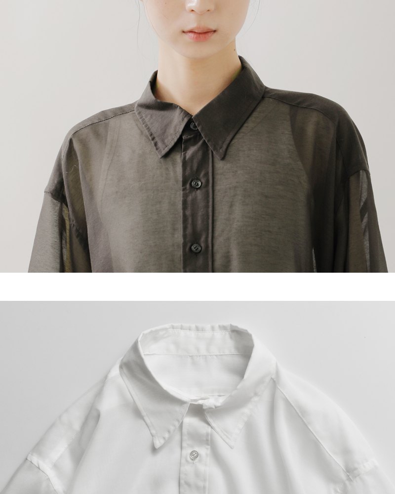 BLUE DE BRESSE(ブルーデブレス)レギュラーカラーサイドスリットシアーシャツkwbsb0206-01