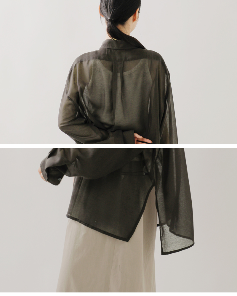 BLUE DE BRESSE(ブルーデブレス)レギュラーカラーサイドスリットシアーシャツkwbsb0206-01