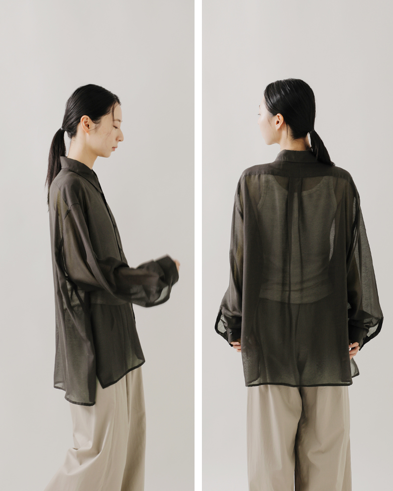 BLUE DE BRESSE(ブルーデブレス)レギュラーカラーサイドスリットシアーシャツkwbsb0206-01