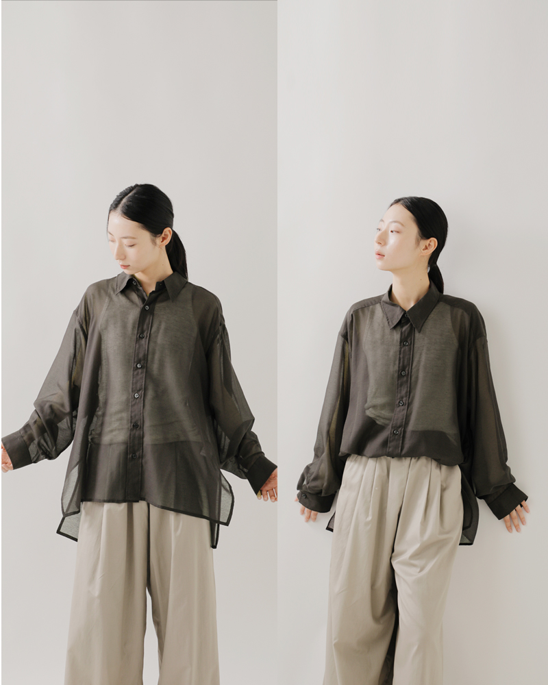 BLUE DE BRESSE(ブルーデブレス)レギュラーカラーサイドスリットシアーシャツkwbsb0206-01