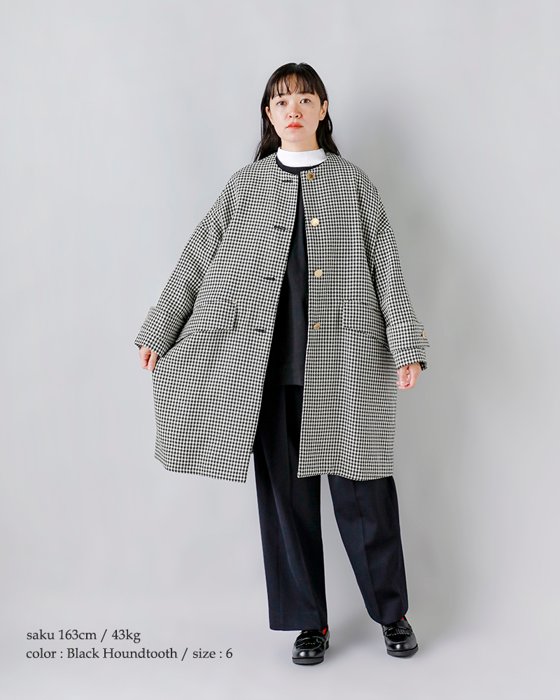 MACKINTOSH(マッキントッシュ)ハウンドトゥースハンビーノーカラーコクーンメタルボタンコート“HUMBIENOCOLLARCOCOONMB”l242hi1162codq