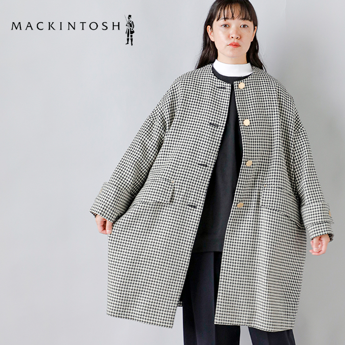 MACKINTOSH(マッキントッシュ)ハウンドトゥースハンビーノーカラーコクーンメタルボタンコート“HUMBIENOCOLLARCOCOONMB”l242hi1162codq