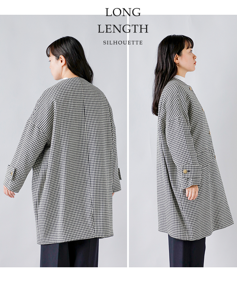 MACKINTOSH(マッキントッシュ)ハウンドトゥースハンビーノーカラーコクーンメタルボタンコート“HUMBIENOCOLLARCOCOONMB”l242hi1162codq