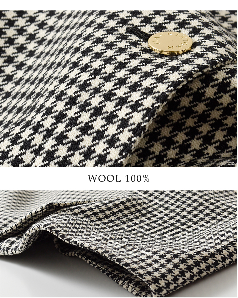 MACKINTOSH(マッキントッシュ)ハウンドトゥースハンビーノーカラーコクーンメタルボタンコート“HUMBIENOCOLLARCOCOONMB”l242hi1162codq