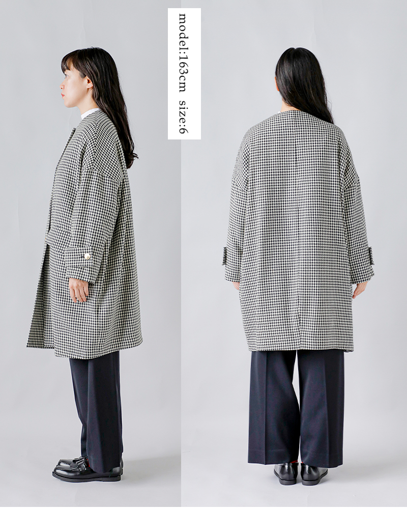 MACKINTOSH(マッキントッシュ)ハウンドトゥースハンビーノーカラーコクーンメタルボタンコート“HUMBIENOCOLLARCOCOONMB”l242hi1162codq