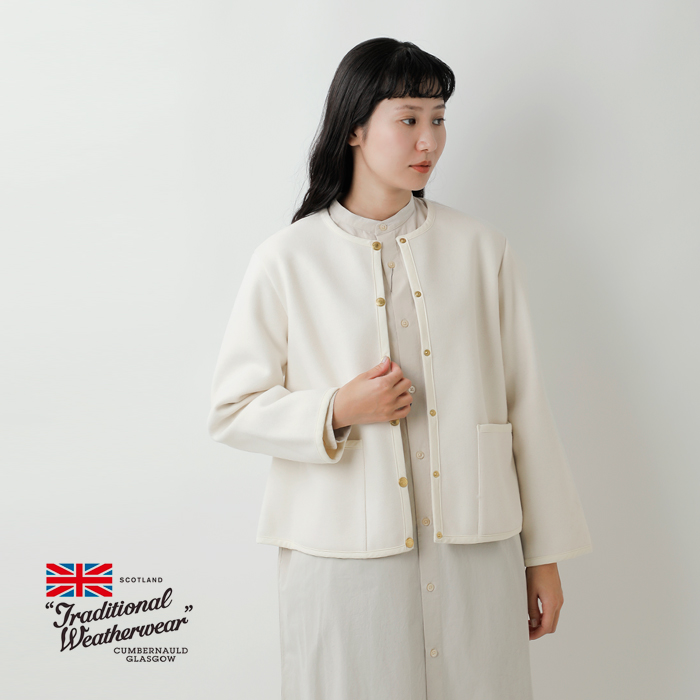 Traditional Weatherwear(トラディショナルウェザーウェア)アークリーダブルフェイスジャージーAラインノーカラージャケット“ARKLEYA-LINEW-FACEJERSEY”l242l252apfco0479