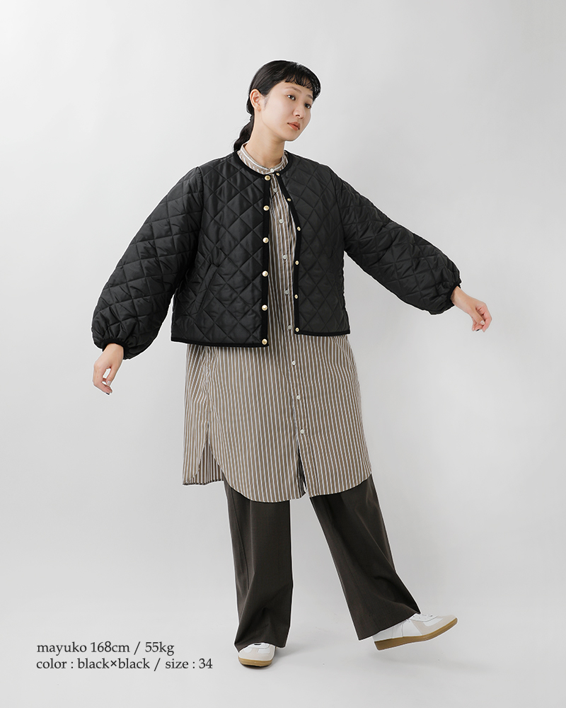 Traditional Weatherwear(トラディショナルウェザーウェア)アークリーキルティングパフスリーブノーカラージャケット“ARKLEYPUFFSLEEVE”l252apqco0492aa