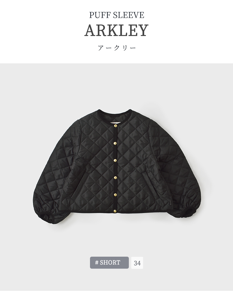 Traditional Weatherwear(トラディショナルウェザーウェア)アークリーキルティングパフスリーブノーカラージャケット“ARKLEYPUFFSLEEVE”l252apqco0492aa