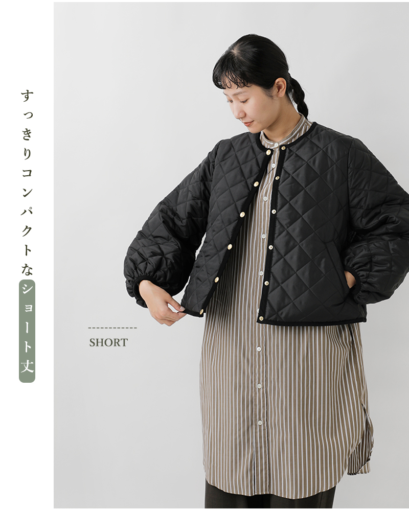 Traditional Weatherwear(トラディショナルウェザーウェア)アークリーキルティングパフスリーブノーカラージャケット“ARKLEYPUFFSLEEVE”l252apqco0492aa