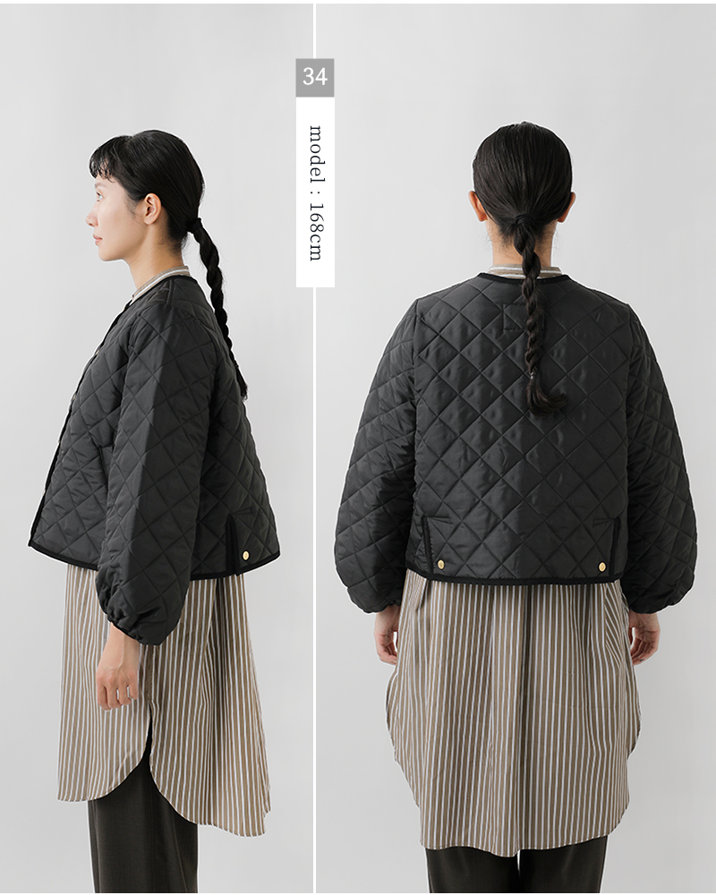 Traditional Weatherwear(トラディショナルウェザーウェア)アークリーキルティングパフスリーブノーカラージャケット“ARKLEYPUFFSLEEVE”l252apqco0492aa