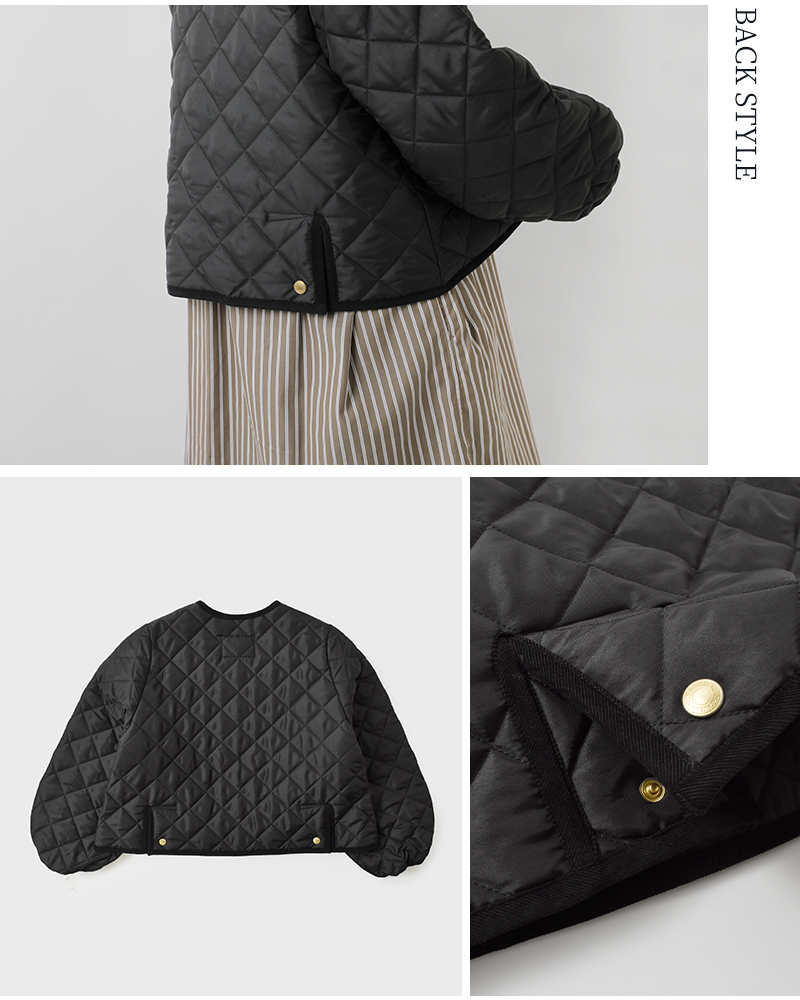 Traditional Weatherwear(トラディショナルウェザーウェア)アークリーキルティングパフスリーブノーカラージャケット“ARKLEYPUFFSLEEVE”l252apqco0492aa