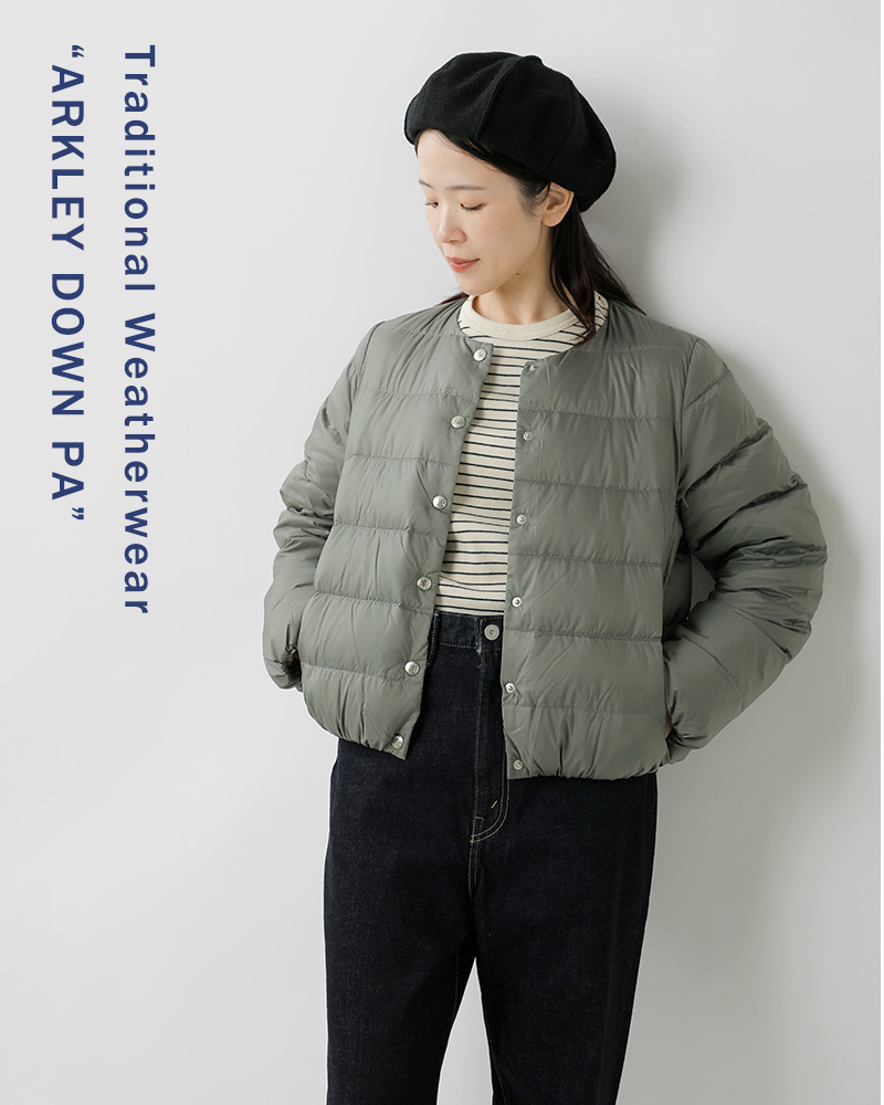 Traditional Weatherwear(トラディショナルウェザーウェア)アークリーパッカブル撥水ノーカラーダウンジャケット“ARKLEYDOWNPA”l252cidco0496oz