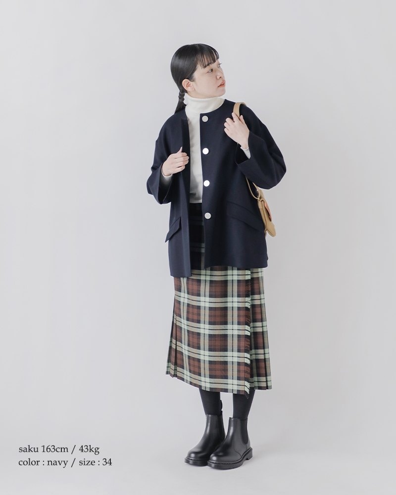 Traditional Weatherwear(トラディショナルウェザーウェア)ドライウールツイルリントンノーカラーショートコート“LINTONN/CSHORT”l252kgfco0471gn