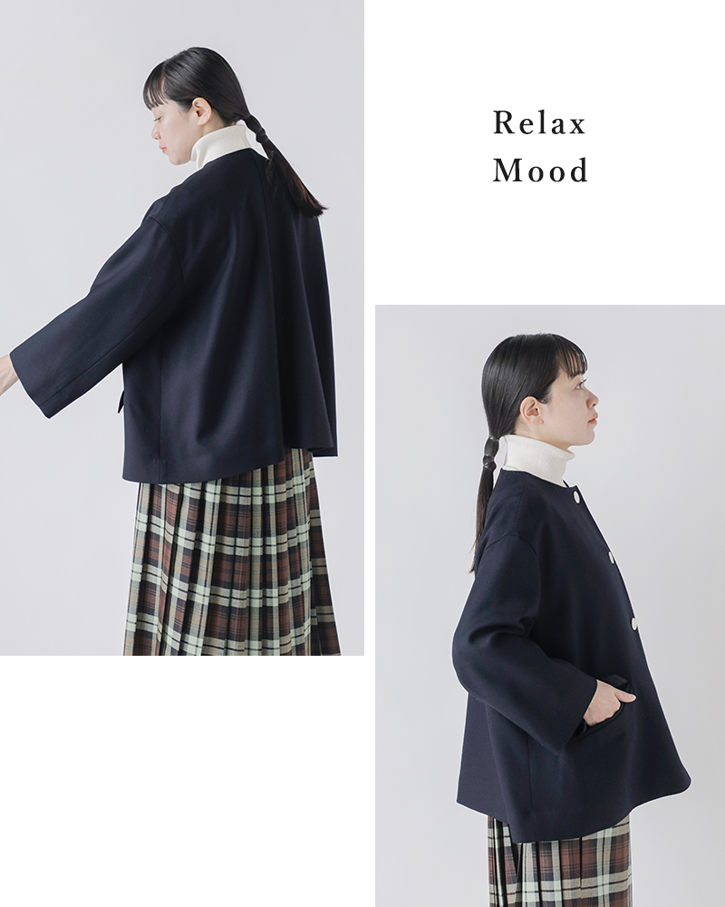 Traditional Weatherwear(トラディショナルウェザーウェア)ドライウールツイルリントンノーカラーショートコート“LINTONN/CSHORT”l252kgfco0471gn