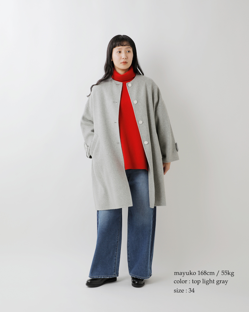 Traditional Weatherwear(トラディショナルウェザーウェア)マールトンWフェイスショートビーバーノーカラーロングコート“MALTONLONGN/CRV”l252thfco0477wu