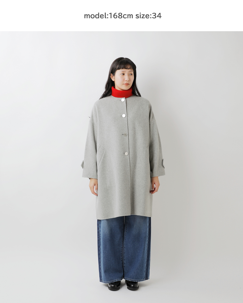 Traditional Weatherwear(トラディショナルウェザーウェア)マールトンWフェイスショートビーバーノーカラーロングコート“MALTONLONGN/CRV”l252thfco0477wu