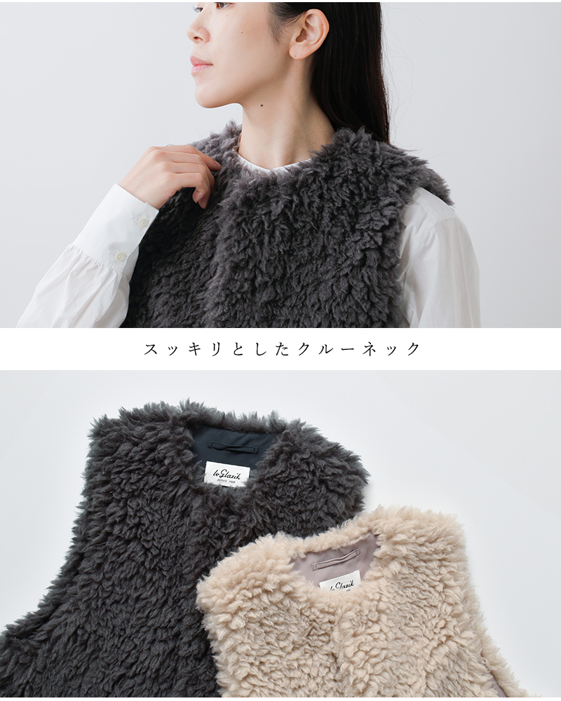 Le Glazik(ルグラジック)エコファークルーネックジレlg-b0423fpt