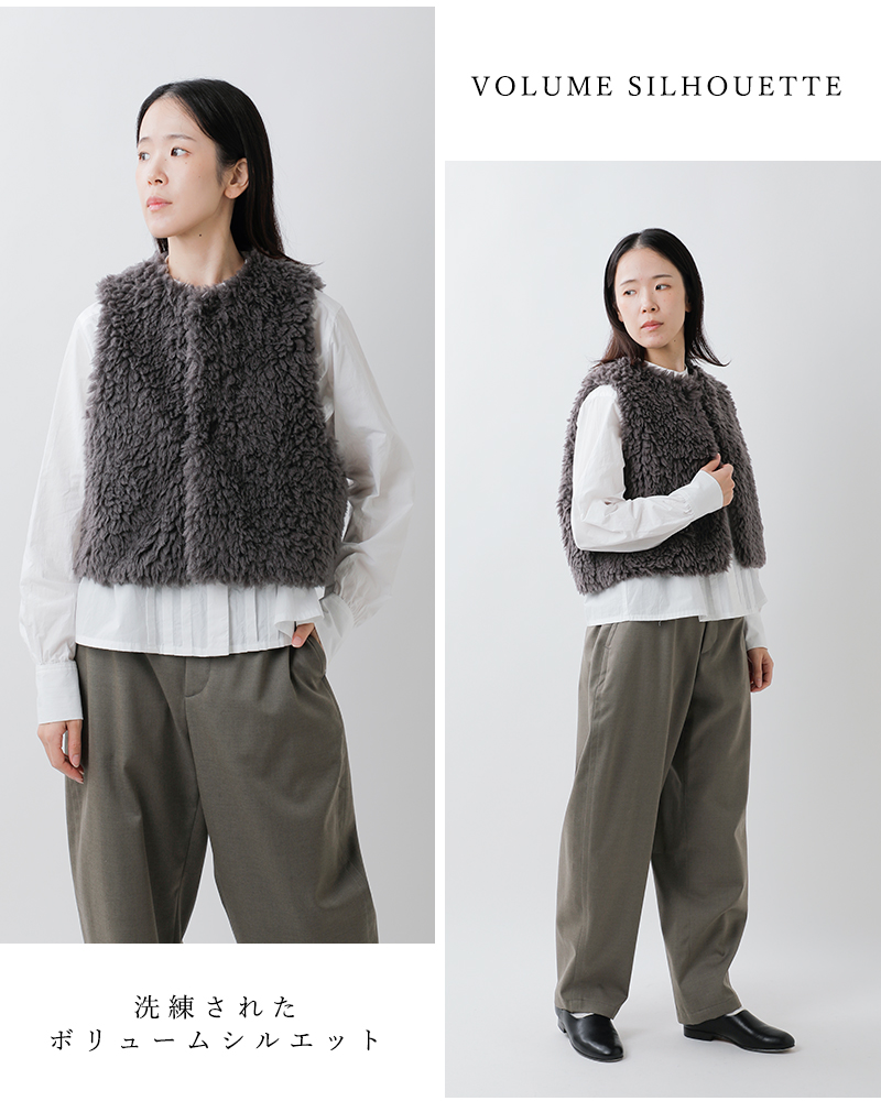 Le Glazik(ルグラジック)エコファークルーネックジレlg-b0423fpt